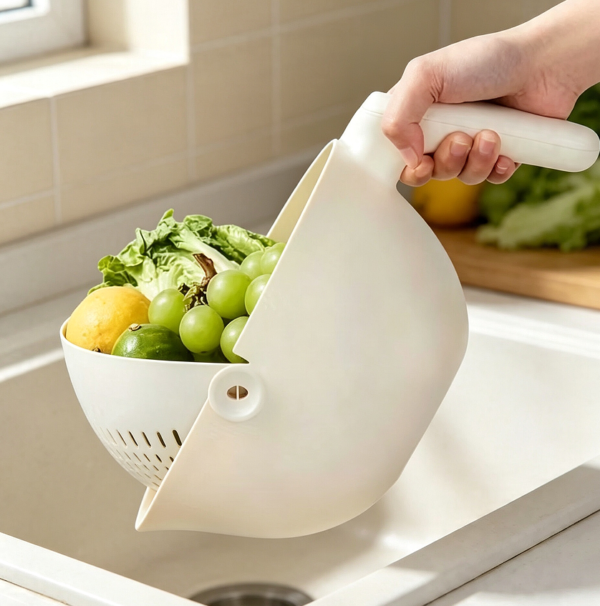 Double-Layer Plastic Pivot Strainer with Handle