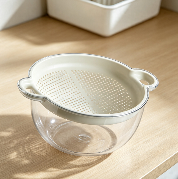 Double-Layer Plastic Vegetable Strainer Fruit Washer