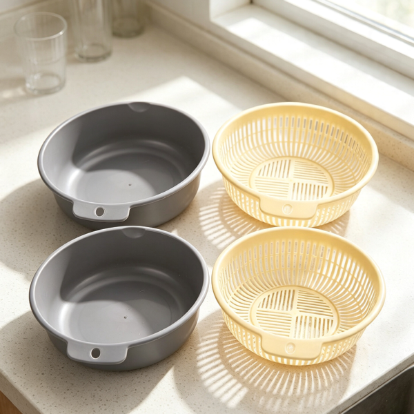 Double-Layer Plastic Odour-Free Wash Basket Set