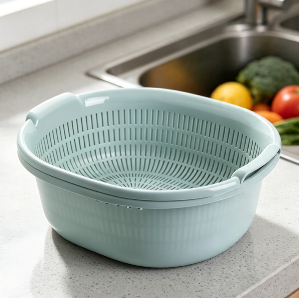 Double-Layer Plastic 12-Inch Sink-Side Strainer Set