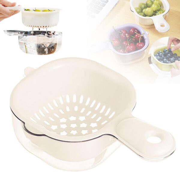 Double-Layer Plastic Off-White Berry Washer with Lock