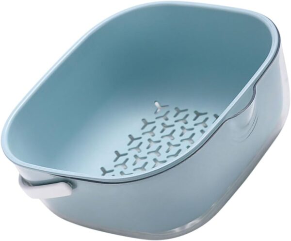 Double-Layer Plastic Blue Fruit Vegetable Washing Basket