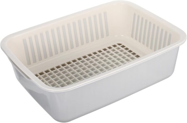 Double-Layer Plastic Grey Beige Strainer Bowl