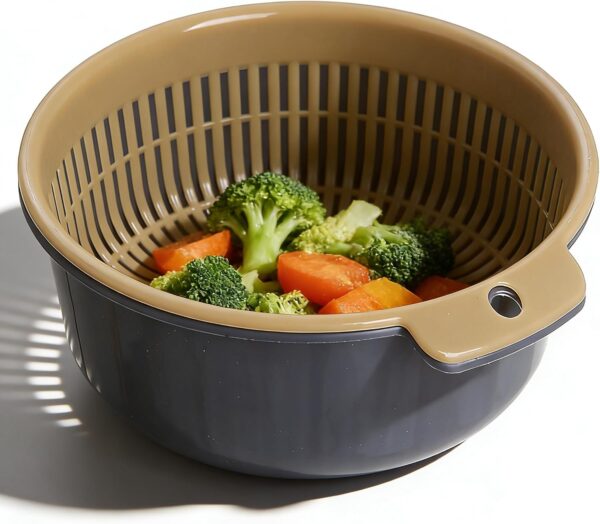 Double-Layer Plastic 2-in-1 Strainer Colander Set